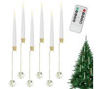 Christmas Tree Candles,Tapered Electric Candles With Remote Control For Tree Decoration | 6 Pieces Flameless LED Candles With Pearl Ball Decoration And Hook For Holiday Kitchen Kitchen