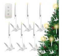 Christmas Tree Candles with Remote, Christmas Decor, Icicle Flying Birds Elk LED Candle with Remote Timer, for Tree Fireplace Window Table Wedding Party Indoor