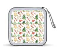 Christmas Tree Candy Cane Star Cookies Portable CD Case Holder 48 Capacity Travel DVD Storage Boxs Wallet Bag