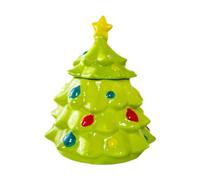 ＡＷＨＡＯ Christmas Tree Candy Jar Ceramic Container with Lid Porcelain Cookie Jar Biscuit Box Food Storage Suitable for Gift Giving Home Decor Dining Table Kit, Green