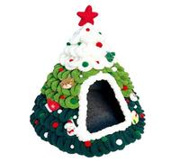 Christmas Tree Cat Bed - 60 x 50 x 50 cm Knitted Finished Cat Bed Warm Wool Semi Closed Felt | Cone Shaped Pet House for Autumn and Winter Pet House Indoor Cats
