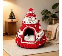 Christmas Tree Cat Bed Cave, Felt Warm Cat House for Indoor Cats 20 x24'' | Foldable Enclosed Cat Hut Creates A Cozy Hideaway for Resting And Sleeping While Adding Festive Charm to Small Spaces