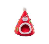 Christmas Tree Cat Bed Cave - Soft PP Cotton Pet Tent for Indoor Cats, Machine Washable with Anti-Slip Bottom (Small/Medium/Large)(Red,L)