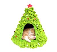 Christmas Tree Cat Bed - Knitted Cat Bed Ready Made 60 x 50 x 50 cm, Warm Wool, Felt Semi-Closed | Cone Shaped Pet House for Autumn and Winter, but