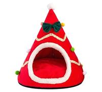 Christmas Tree Cat Bed | Plush Semi-Enclosed Sleeping Nest - Festive Warm Bed for Indoor Kittens & Puppies