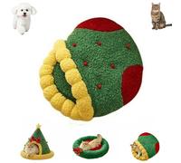 Christmas Tree Cat Cave Bed, Warm Triangle Cat Bed with Removable Washable Cushion, Soft Cozy Hideout for Indoor Cats and Small Dogs, Winter Xmas Pet House (B, Large Size)