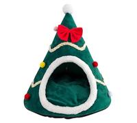 Christmas Tree Cat Cave,Plush Cat Beds for Indoor Cats | Cozy Warm Sleeping Nest, Semi-Enclosed Christmas Cat Bed for Indoor Puppy and Kitten