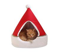 Christmas Tree Cat House Bed Comfortable Cat Bed Pet Tent House Made of PP Cotton Warmth and Lock Temperature Exquisite Workmanship (Red)