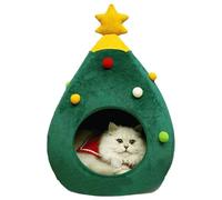 Christmas Tree Cat House - Cat House Christmas, Cat Cave Plush Bed | Christmas Tree Holiday Theme Cat Condo with Soft Plush Cushion, Cozy Festive Shelter for Cats, Small Pets, Tree Shape Design, with