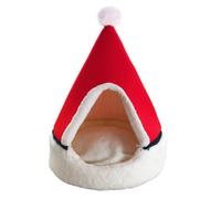 Christmas Tree Cat House for Kittens, Semi Enclosed Winter Warm PET Bed | Plush Soft-touch Surface, PP Cotton and Sponge Fill, Indoor Bedroom Corner Use, Red Fashion Style Random Color Random Style