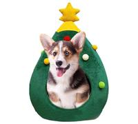 Christmas Tree Cat House S/M - Soft Cotton Cat Bed with Thick Padding | Cute Pet Bed in Christmas Tree Shape | Washable Winter Bed for Cats | Cosy Cat House