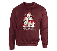 Christmas Tree Cat Mens Sweatshirt Xmas Boys Pullover Party Meow Kitten Jumper Funny Santa Novelty Unisex Gift Girls Kids Sweat Top Printed Design Maroon - XX-Large