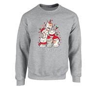 Christmas Tree Cat Mens Sweatshirt Xmas Boys Pullover Party Meow Kitten Jumper Funny Santa Novelty Unisex Gift Girls Kids Sweat Top Printed Design Sport Grey - Small