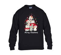 Christmas Tree Cat Mens Sweatshirt Xmas Boys Pullover Party Meow Kitten Jumper Funny Santa Novelty Unisex Gift Girls Kids Sweat Top Printed Design Black - Small