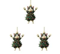 Christmas Tree Cat Ornaments, Acrylic Cute Cat Shaped Christmas Decorations, Hanging Xmas Tree Ornaments for Home, Party, Keychains, Bags, Car Rearview Mirrors, Backpacks (B-3pc)