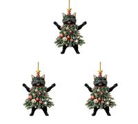 Christmas Tree Cat Ornaments, Acrylic Cute Cat Shaped Christmas Decorations, Hanging Xmas Tree Ornaments for Home, Party, Keychains, Bags, Car Rearview Mirrors, Backpacks (A-3pc)