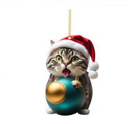 Christmas Tree Cat Pendants Acrylic Cartoon Cat Christmas Tree Hanging Decorations Acrylic Cat ChristmasOrnament for Xmas Trees Decoration, 2D Cute Xmas Cat Ornaments for Cat Lovers
