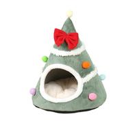 Christmas Tree Cat Tent,Washable Warm Semi-Enclosed | Christmas Tree Shape Pet Cat House,for Living Room Bedroom Balcony Playing Resting Napping Small to Large Breeds