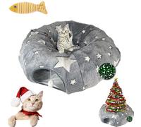 Christmas Tree Cat Tunnel, Cat Tunnel Bed Under Christmas Tree,Luminous Circular Cat Tunnel Christmas Tree Skirt, Self Luminous Flannel Fabric, Collapsible Easy to Install Cat Tunnel Toys (02)
