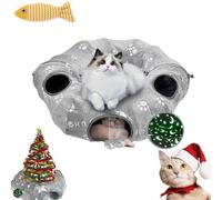 Christmas Tree Cat Tunnel, Cat Tunnel Bed Under Christmas Tree,Luminous Circular Cat Tunnel Christmas Tree Skirt, Self Luminous Flannel Fabric, Collapsible Easy to Install Cat Tunnel Toys (04)