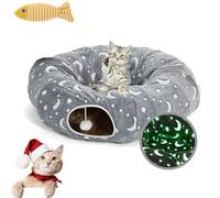Christmas Tree Cat Tunnel, Cat Tunnel Bed Under Christmas Tree,Luminous Circular Cat Tunnel Christmas Tree Skirt, Self Luminous Flannel Fabric, Collapsible Easy to Install Cat Tunnel Toys (01)