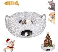 Christmas Tree Cat Tunnel, Circular Cat Tunnel Christmas Tree Skirt, Cat Tunnel Bed Under Christmas Tree, Cat Tunnel for Christmas Tree, Cat Christmas Tree Tunnel, Foldable Easy Assembly (07)