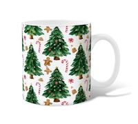 Christmas Tree Ceramic Coffee Mug, Christmas Festive Candy Cane Gingerbread Man Green Novelty Work Drinking Mugs with Handle Gift for Friends Family Coworkers Teachers Couples Employees 15 Oz