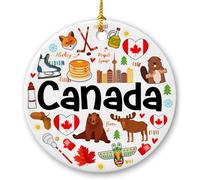 Christmas Tree Ceramic Hanging Canada Symbols Canadian Xmas Tree | Decorations Gift Plaque Ornament with Gold Rope Christmas Tree Pendant for Granddaughter Keepsake Xmas Gifts