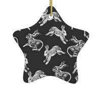 Christmas Tree Ceramic Hanging, Christmas Tree Decoration Bauble, Christmas Star Bunny Rabbit Pendant, Printed Pattern Pendant
