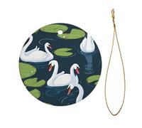Christmas Tree Ceramic Hanging, Christmas Tree Decoration for Party Decoration and Xmas Day - Beautiful White Swans on The Lake