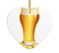 Christmas Tree Ceramic Hanging Love Ornament YYHWHJDE Gold Coins in Beer Prints with Perforated and Gold-Plated Metal Cord