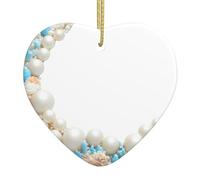 Christmas Tree Ceramic Hanging Love Pendant Decorations HYTTER Blue and White Pearl Moon Printed Easy to Hang on Trees, Doors and Windows