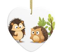Christmas tree Ceramic hanging Love Pendant decorations YYHWHJDE Talking Hedgehog and Owl Prints Exquisite design 3.12x3.12in
