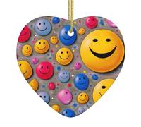 Christmas tree Ceramic hanging Love Pendant WHJDPP Colorful smiley faces Printing Designed specifically for holiday 3.12x3.12in