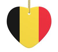 Christmas Tree Ceramic Hanging Love Pendant WHJDPP Flag of Belgium Printing Homes, Shopping malls, supermarkets and Stores