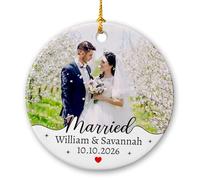 Christmas Tree Ceramic Hanging Married Couple 7.3Cm | Christmas Tree Ceramic Hanging Funny Men Women Ceramics Hanging Circle For Gift Keepsake Rounds Ceramics Decoration