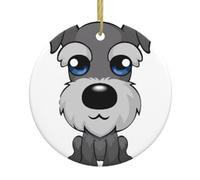 Christmas Tree Ceramic Hanging Ornament – Round Xmas Holiday Decor with Double-Sided adorable schnauzer Print