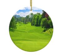 Christmas Tree Ceramic Hanging Ornament – Round Xmas Holiday Decor with Double-Sided Vancouver Golf Course Print