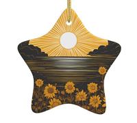 Christmas tree Ceramic hanging Star Pendant decorations YYHWHJDE Goodlooking Hello Sunshine Prints Exquisite design 3.12x3.12in