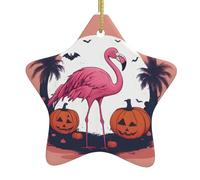 Christmas tree Ceramic hanging Star Pendant WHJSSF Halloween Flamingo Pattern Carefully drilled holes Metal rope