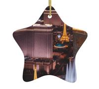 Christmas tree Ceramic hanging Star Pendant WHJSSF Las Vegas Night City Pattern Carefully drilled holes Metal rope