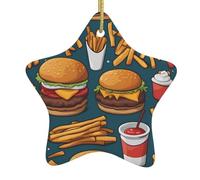 Christmas tree Ceramic hanging Star Pendant WHJSSF Lots of tasty food Pattern Carefully drilled holes Metal rope