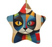 Christmas Tree Ceramic Hanging Star Pendant Whjssf Modern Art Cat Picture Decoration Malls, Supermarkets, Shops