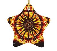 Christmas tree Ceramic hanging Star Pendant WHJSSF Turning the flame Pattern Carefully drilled holes Metal rope