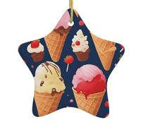 Christmas tree Ceramic hanging Star Pendant XBKGOHA Sweet Ice Cream Printed Designed specifically for holiday 3.12x3.12in