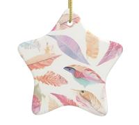 Christmas tree Ceramic hanging Star Pendant YYHHAOFA Coloured feathers Pattern Decoration malls, supermarkets, shops