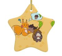 Christmas tree Ceramic hanging Star Pendant YYHHAOFA Sunflower Seed Squirrel Pattern Decoration malls, supermarkets, shops