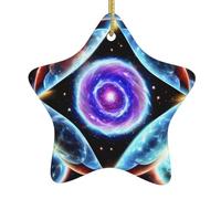 Christmas tree Ceramic hanging Star Pendant YYHWHJDE Cosmic Stars Prints Carefully drilled holes Metal rope