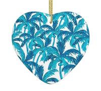 Christmas Tree Ceramic Hangingblue Coconut Tree Tropical Christmas Pendant Gift Home Decoration Heart Ornament