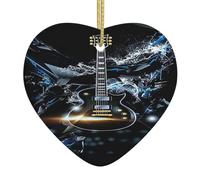 Christmas Tree Ceramic Hangingdark Blue Guitar Crushed Ice Christmas Pendant Gift Home Decoration Heart Ornament